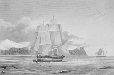 Navegando a través del hielo joven, septiembre de 1824, del 